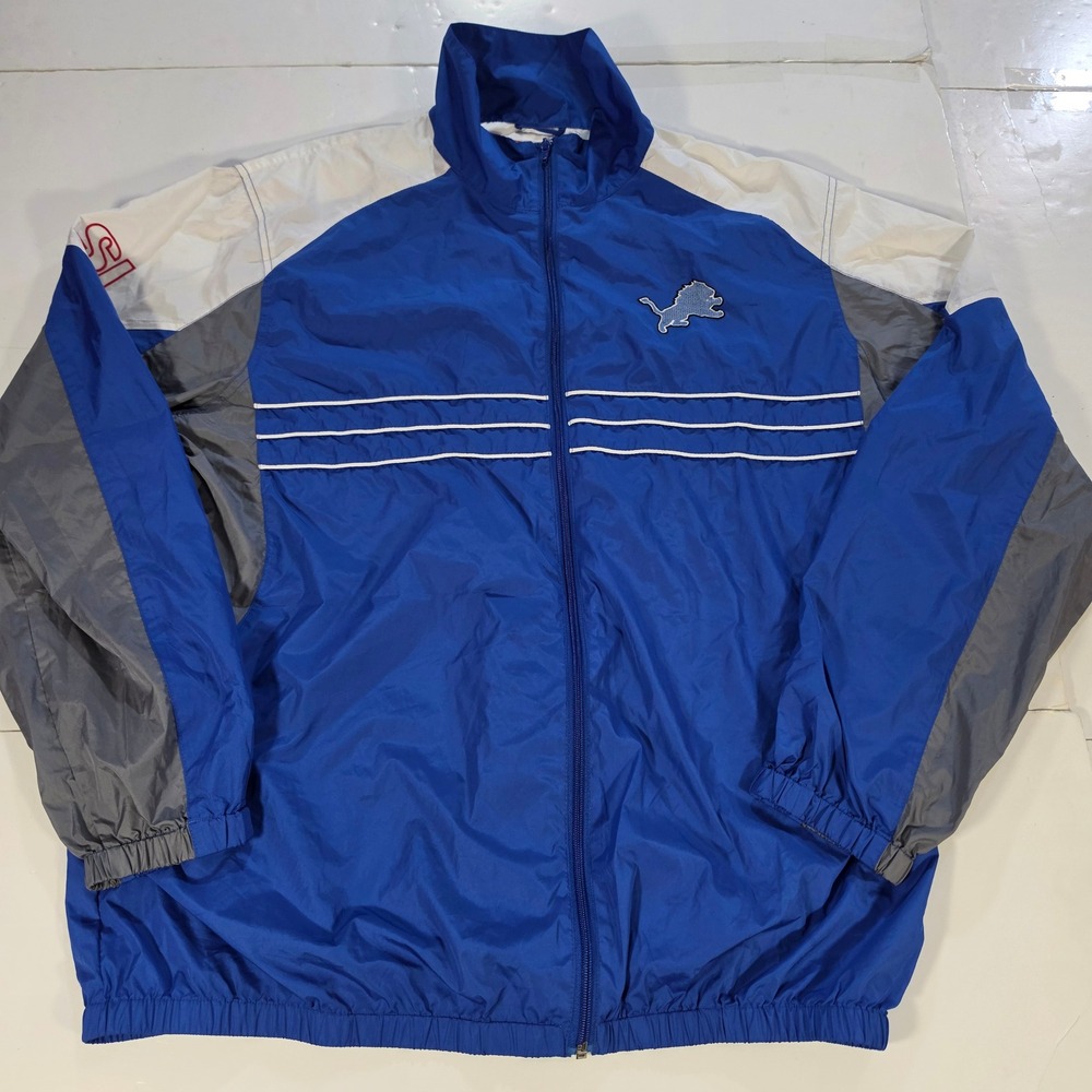 NFL Detroit Lions Sports Illustrated Windbreaker Jacket Blue Grey White XL